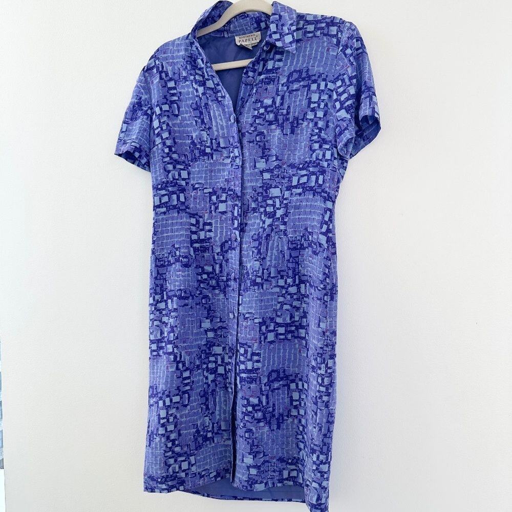 Adrianna Papéll Purple Silk Button Down Dress
